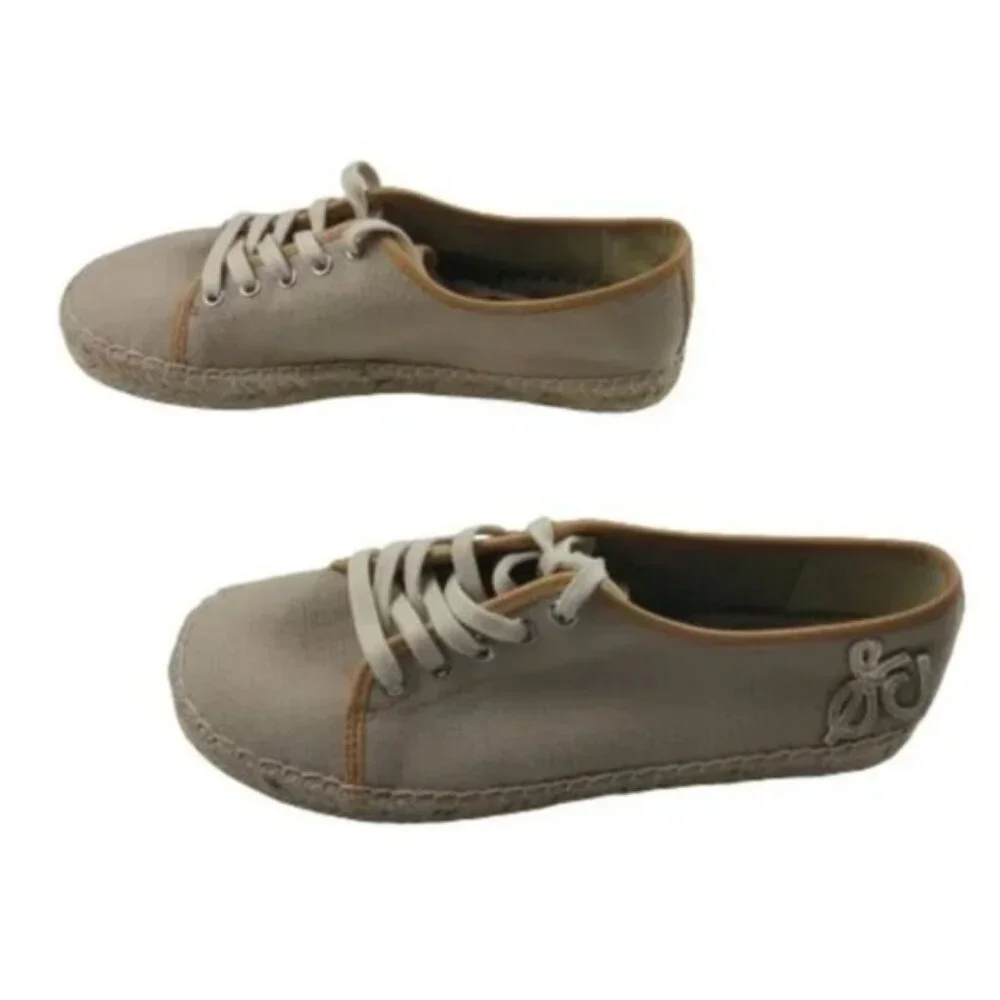Sam Edelman Canvas Lace Up Espadrille Shoes NWOT Neutral Low Top Casual